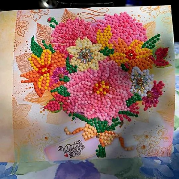 Happy Valentines Day Flower Bouquet Card - Picture 3 of 4